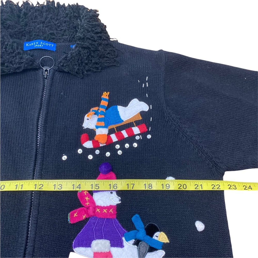 Karen Scott Sport Womens Ugly Christmas Sweater Cardigan Winter Ugly Sweater L - Picture 6 of 7